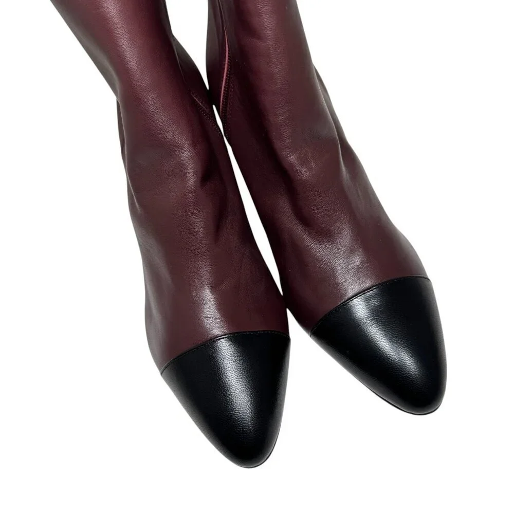 Marc Fisher Ltd‎ Aleea Cap Toe Bootie Women's Cordovan/Black size 8.5 NEW